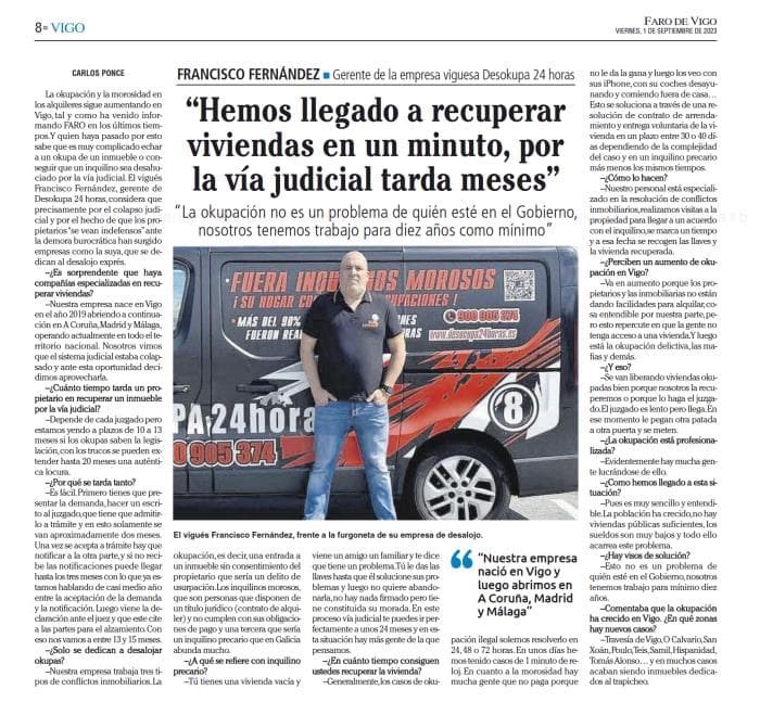 Entrevista a Francisco Fernández, Gerente de Desokupa 24 horas