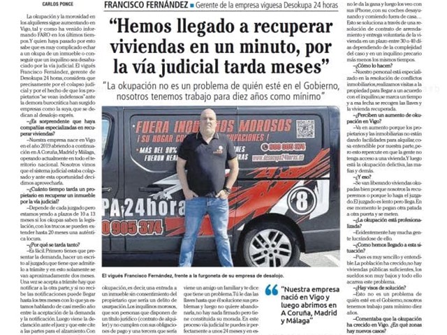 Entrevista a Francisco Fernández, Gerente de Desokupa 24 horas