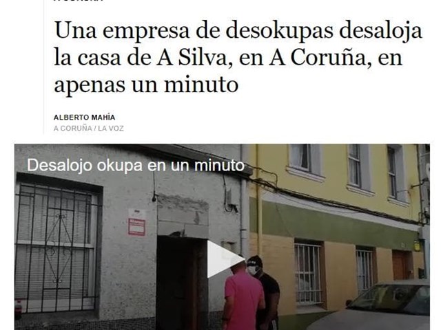 Una empresa de desokupas desaloja la casa de A Silva, en A Coruña, en apenas un minuto